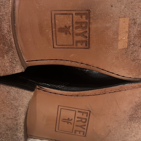 FRYE PAIGE Brown Leather Canvas Women's Riding Boots Size 10Riding Motorcycle - Picture 11 of 11